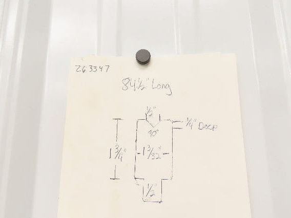Press Brake Die 84-1/2" Long 90° V 1/2" W 1/4" D 1-3/4" H 1/2" Tang
