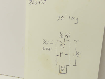 Press Brake Die 20" Long 90° V 5/16" W 3/16" D 1-13/16" H 1/2" Tang