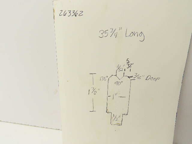 Press Brake Die 35-3/4" Long 90° V 11/32" W 3/16" D 1-7/8" H 1/2" Tang