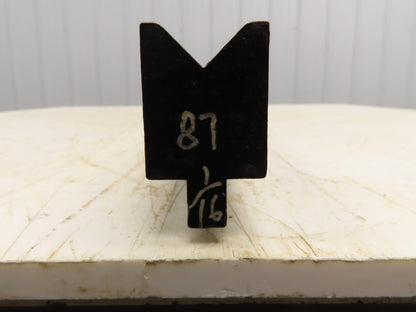 Press Brake Die 87-1/16" Long 90° V 15/16" W 1/2" D 1-3/4" H 1/2" Tang