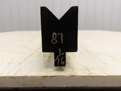 Press Brake Die 87-1/16" Long 90° V 15/16" W 1/2" D 1-3/4" H 1/2" Tang