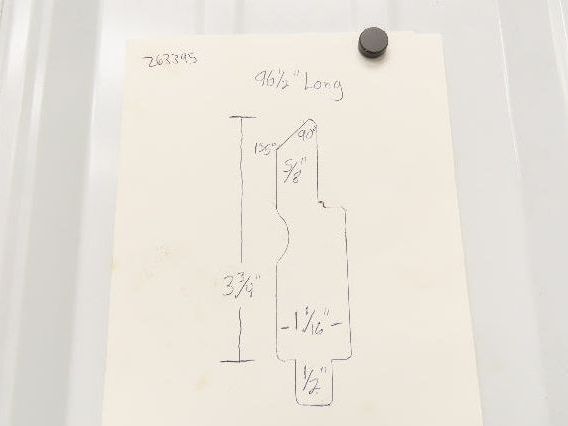 Press Brake Punch Die 96-1/2" Long 90° V 5/8" W 3-3/4" H 1/2" Tang