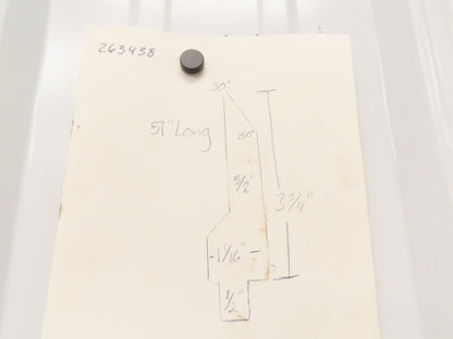 Press Brake Punch Die 51" Long 30° Acute V 5/8" W 3-3/4" H 1/2" Tang