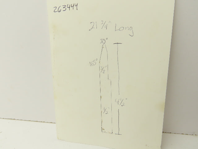 Press Brake Punch Die 21-3/4" Long 30° Acute V 3/8" W 4-1/2" H 1/2" Tang