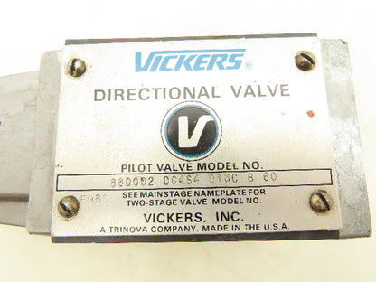 Vickers DG4S4 018C B 60 Hydraulic Directional 4/2 Solenoid Valve 120V D05