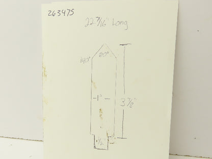 Press Brake Punch Die 22-7/16" Long 80° V 1" W 3-7/8" H 1/2" Tang