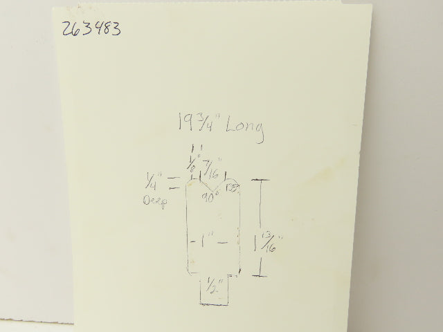 Press Brake Die 19-3/4" Long 90° V 7/16" W 1/4" D 1-13/16" H 1/2" Tang