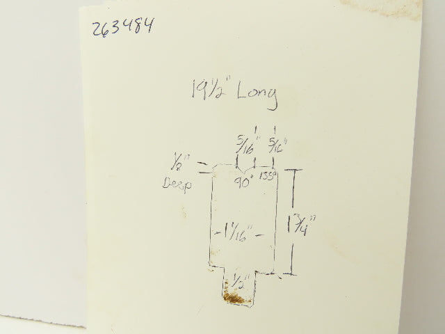 Press Brake Die 19-1/2" Long 90° V 5/16" W 1/8" D 1-3/4" H 1/2" Tang