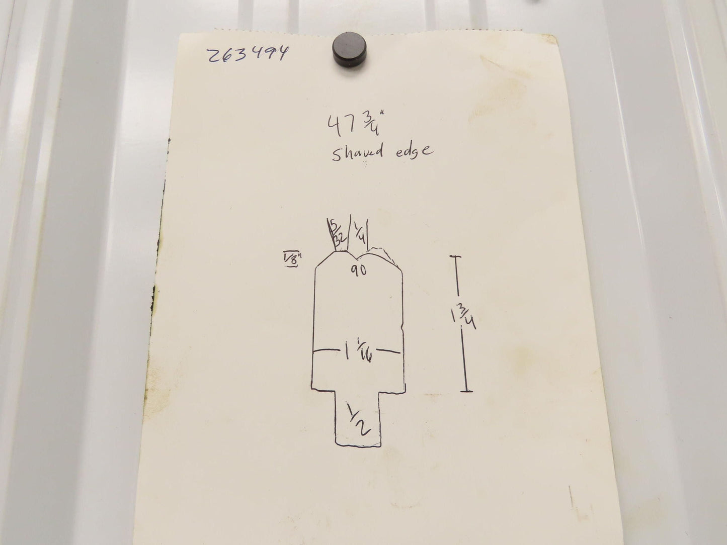 Press Brake Die 47-3/4" Long 90° V 1/4" W 1/4" D 1-3/4" H 1/2" Tang