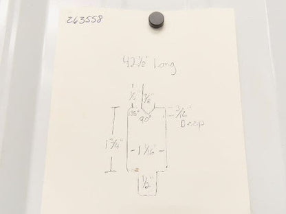 Press Brake Die 42-1/8" Long 90° V 3/8" W 3/16" D 1-3/4" H 1/2" Tang