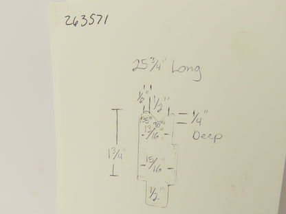 Press Brake Die 25-3/4" Long 90° V 1/2" W 1/4" D 1-3/4" H 1/2" Tang