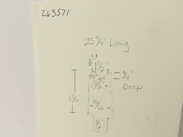 Press Brake Die 25-3/4" Long 90° V 1/2" W 1/4" D 1-3/4" H 1/2" Tang