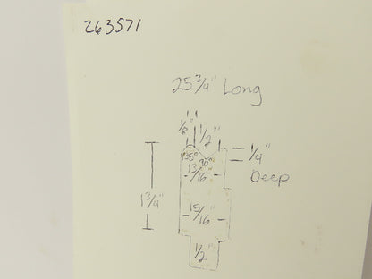Press Brake Die 25-3/4" Long 90° V 1/2" W 1/4" D 1-3/4" H 1/2" Tang