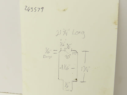 Press Brake Die 21-3/4" Long 90° V 3/8" W 3/16" D 1-3/4" H 1/2" Tang