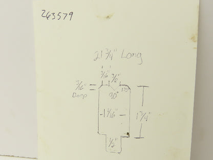 Press Brake Die 21-3/4" Long 90° V 3/8" W 3/16" D 1-3/4" H 1/2" Tang