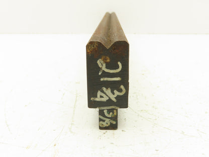 Press Brake Die 21-3/4" Long 90° V 3/8" W 3/16" D 1-3/4" H 1/2" Tang