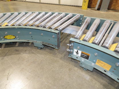 Hytrol 24"x 180° Curve Accumulation Roller Conveyor 21"BF V-Belt Slave Drive