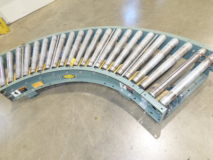 Hytrol 24"x 180° Curve Accumulation Roller Conveyor 21"BF V-Belt Slave Drive