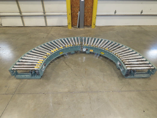 Hytrol 24"x 180° Curve Accumulation Roller Conveyor 21"BF V-Belt Slave Drive