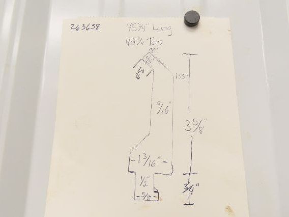 Press Brake Gooseneck Punch Die 46-3/4" L 90° V 1/4" Finger 3-5/8" H Safety Tang
