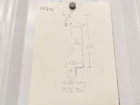 Press Brake Gooseneck Punch Die 45-1/4" Long 90° V 1/4" Finger 3-3/4" H