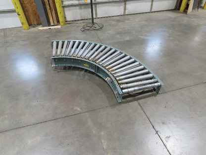 Hytrol 24"x 90° Curve Accumulation Roller Conveyor 21"BF V-Belt Slave Drive