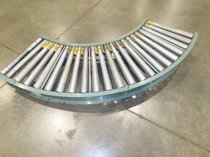 Hytrol 24"x 90° Curve Accumulation Roller Conveyor 21"BF V-Belt Slave Drive