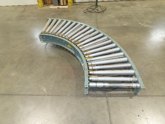 Hytrol 24"x 90° Curve Accumulation Roller Conveyor 21"BF V-Belt Slave Drive
