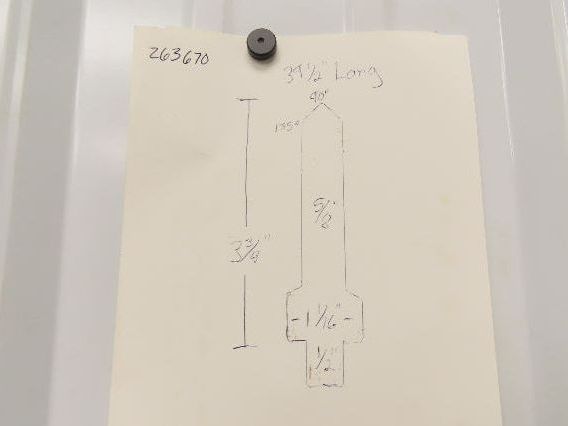 Press Brake Punch Die 39-1/2" Long 90° V 5/8" W 3-3/4" H 1/2" Tang