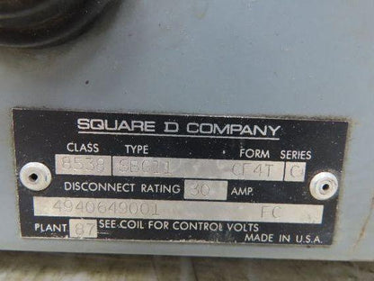 Square D SBG11 8538 Combination Motor Starter 5Hp 30A 480V 3PH Size 0 Non-Fused