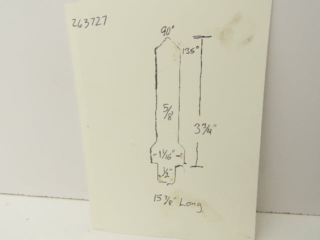 Press Brake Punch Die 15-7/8" Long 90° V 5/8" W 3-3/4" H 1/2" Tang