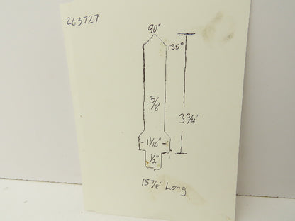 Press Brake Punch Die 15-7/8" Long 90° V 5/8" W 3-3/4" H 1/2" Tang