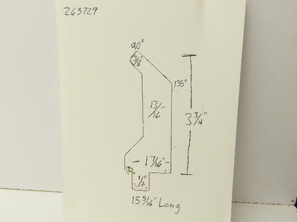 Press Brake Gooseneck Punch Die 15-5/16" Long 90° V 3/8" Finger 3-3/4" H