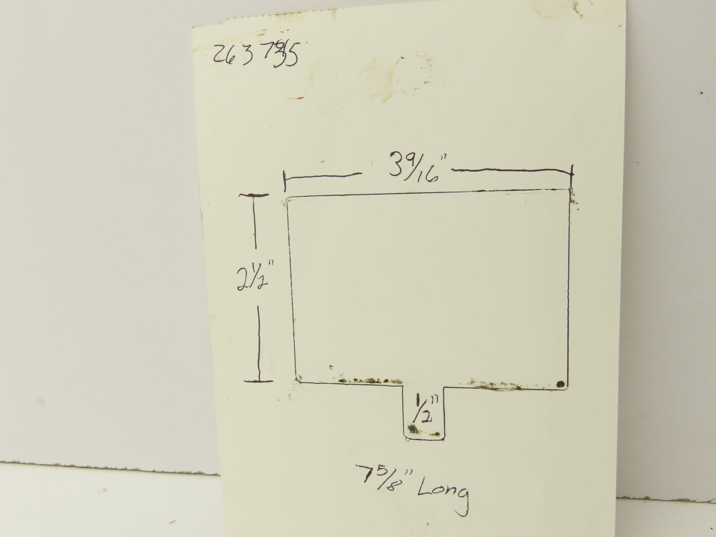 Press Brake Die Blank 7-5/8" Long 3-9/16" Wide 2-1/2" High 1/2" Tang