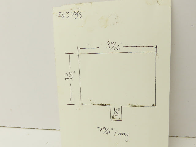 Press Brake Die Blank 7-5/8" Long 3-9/16" Wide 2-1/2" High 1/2" Tang