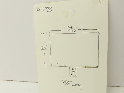 Press Brake Die Blank 7-5/8" Long 3-9/16" Wide 2-1/2" High 1/2" Tang