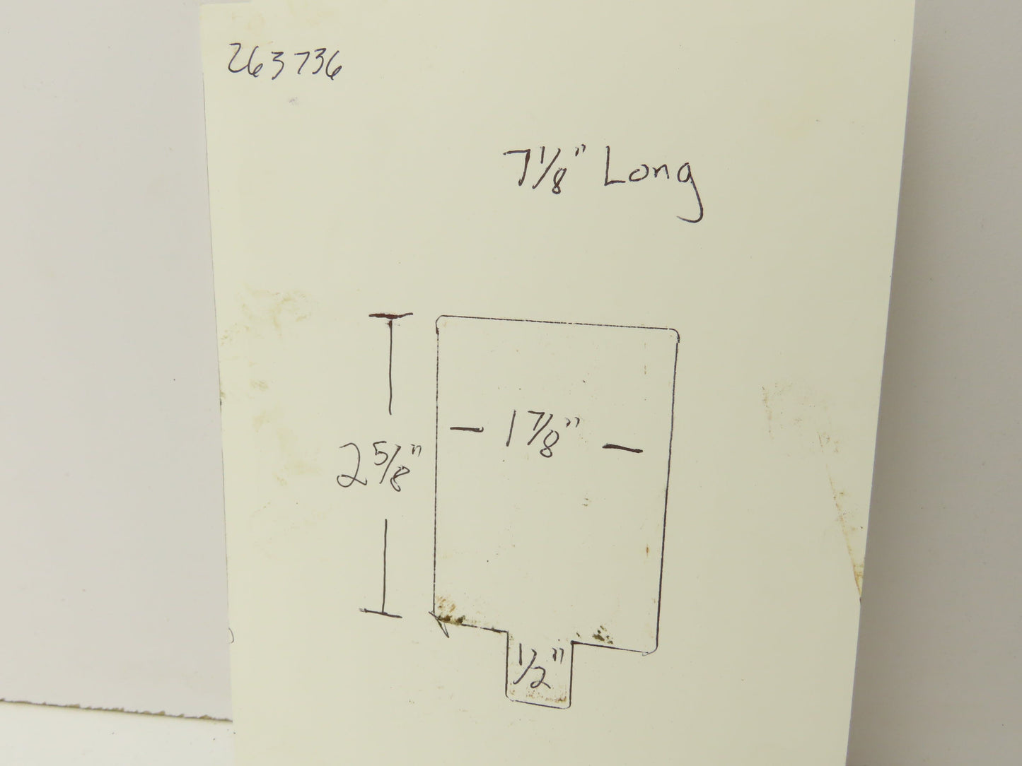 Press Brake Die Blank 7-1/8" Long 1-7/8" Wide 2-5/8" High 1/2" Tang