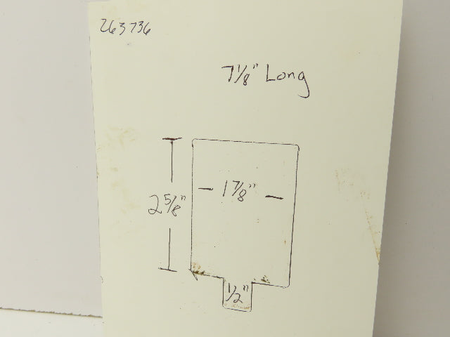 Press Brake Die Blank 7-1/8" Long 1-7/8" Wide 2-5/8" High 1/2" Tang