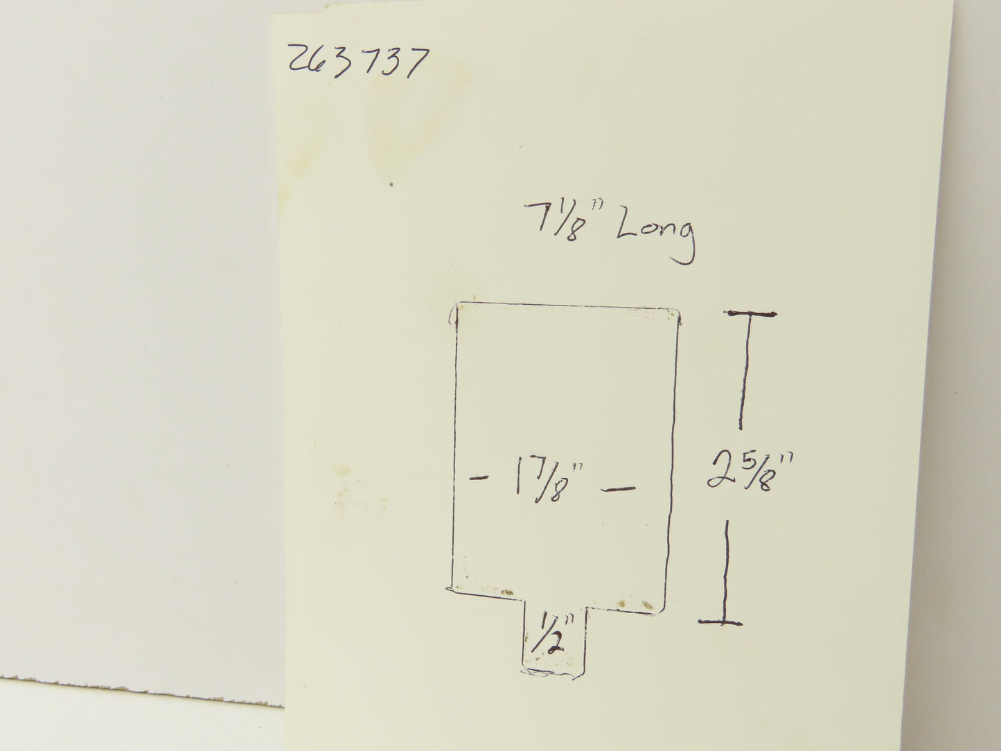 Press Brake Die Blank 7-1/8" Long 1-7/8" Wide 2-5/8" High 1/2" Tang