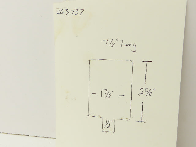 Press Brake Die Blank 7-1/8" Long 1-7/8" Wide 2-5/8" High 1/2" Tang