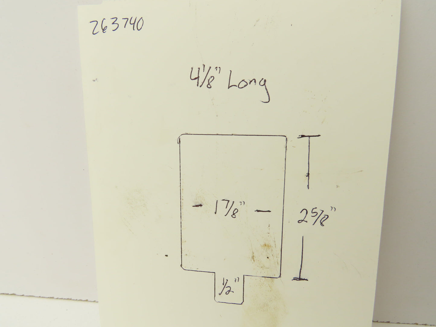 Press Brake Die Blank 4-1/8" Long 1-7/8" Wide 2-5/8" High 1/2" Tang