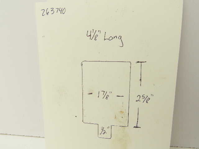 Press Brake Die Blank 4-1/8" Long 1-7/8" Wide 2-5/8" High 1/2" Tang