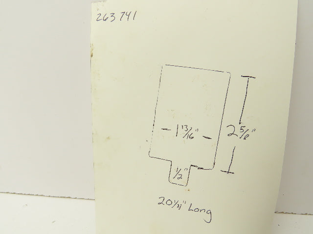 Press Brake Die Blank 20-1/4" Long 1-13/16" Wide 2-5/8" High 1/2" Tang