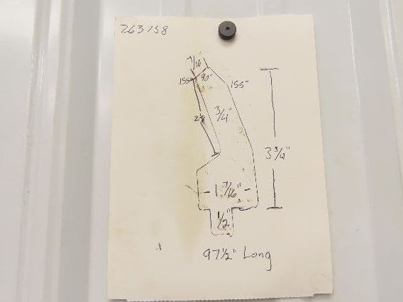 Press Brake Gooseneck Punch Die 97-1/2" Long 90° V 7/16" Finger 3-3/4" H