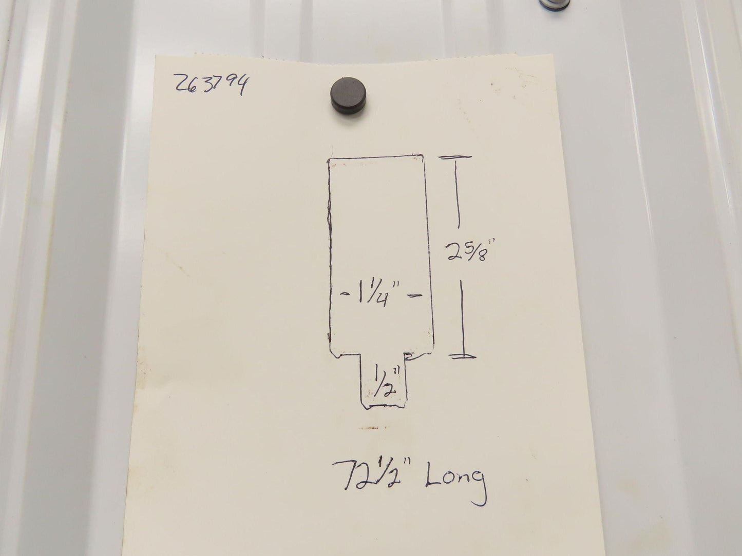 Press Brake Blank Die 72-1/2" Long 2-5/8" High 1-1/4" Wide 1/2" Tang