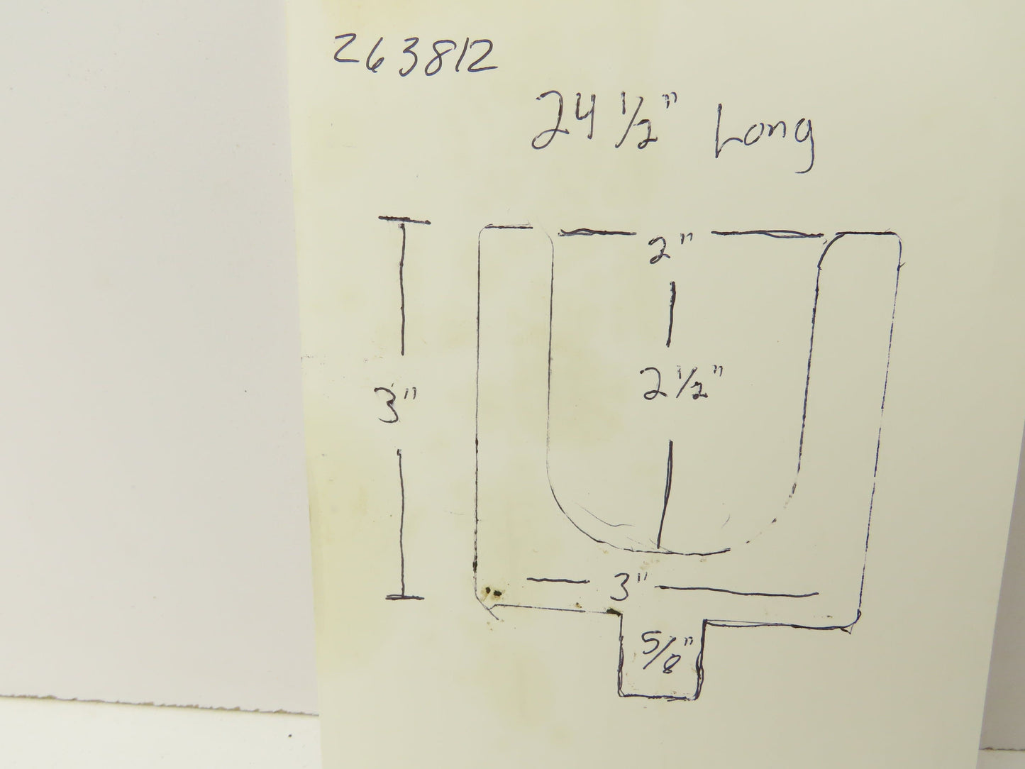 Press Brake U Die 24-1/2" Long 3" High 3" Wide 2" ID 2-1/2" Deep 5/8" Tang