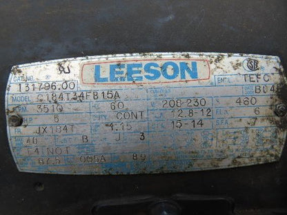 Leeson Electric C184T34FB15A AC Motor 5Hp 3500 RPM 208-230/460V 3PH 184T TEFC