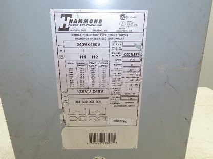 Hammond Q007LEKF Industrial Transformer 1PH 7.5KVA 240-480V PRI 120-240V