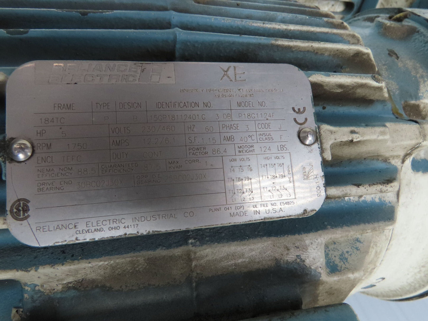 Dodge Reliance 180CM28A60 Inline Gearmotor 60:1 RH Reducer 29rpm 5Hp 460V 184T