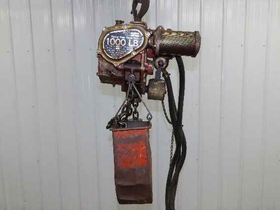 Chicago Pneumatic 1/2 Ton 1000Lb Power Vane Air Chain Hoist 15' Lift w/Pendant